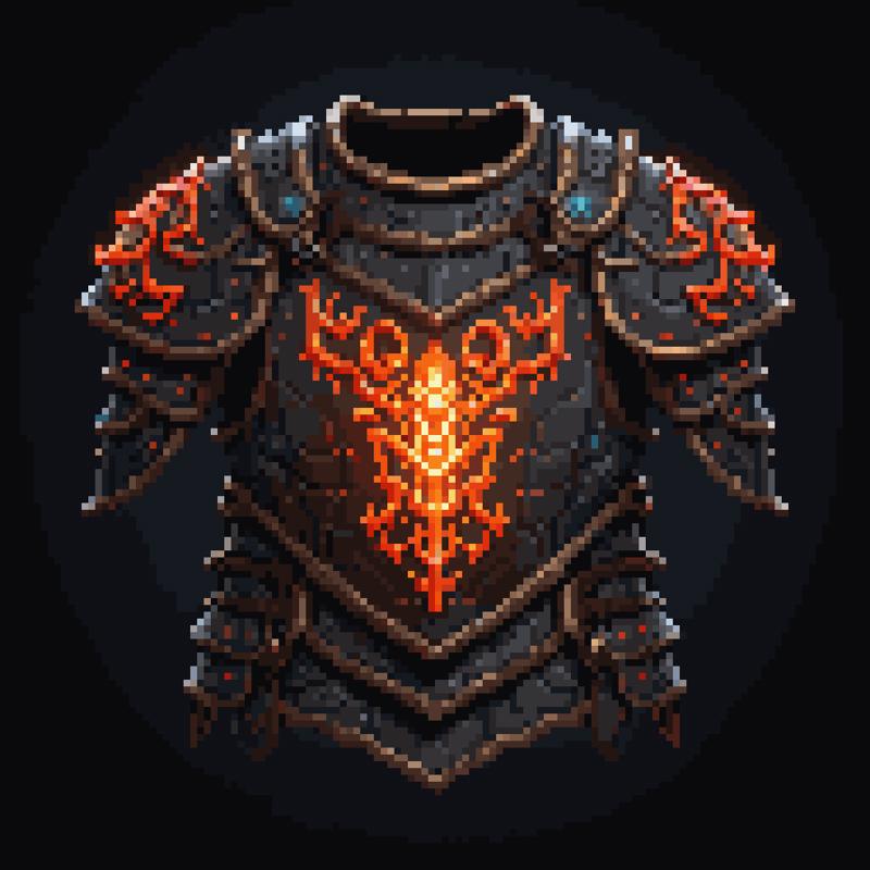 palettized-0123-327888415-pixel art, cartoon illustration, glowing runic armor plate, simple black background, game icon _lora_game_icon_diablo_style_SDXL.png